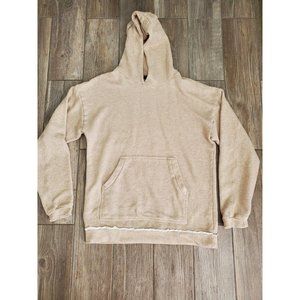 Represent Mens Heathered Beige Cotton Hoodie With Raw Seam In XL
